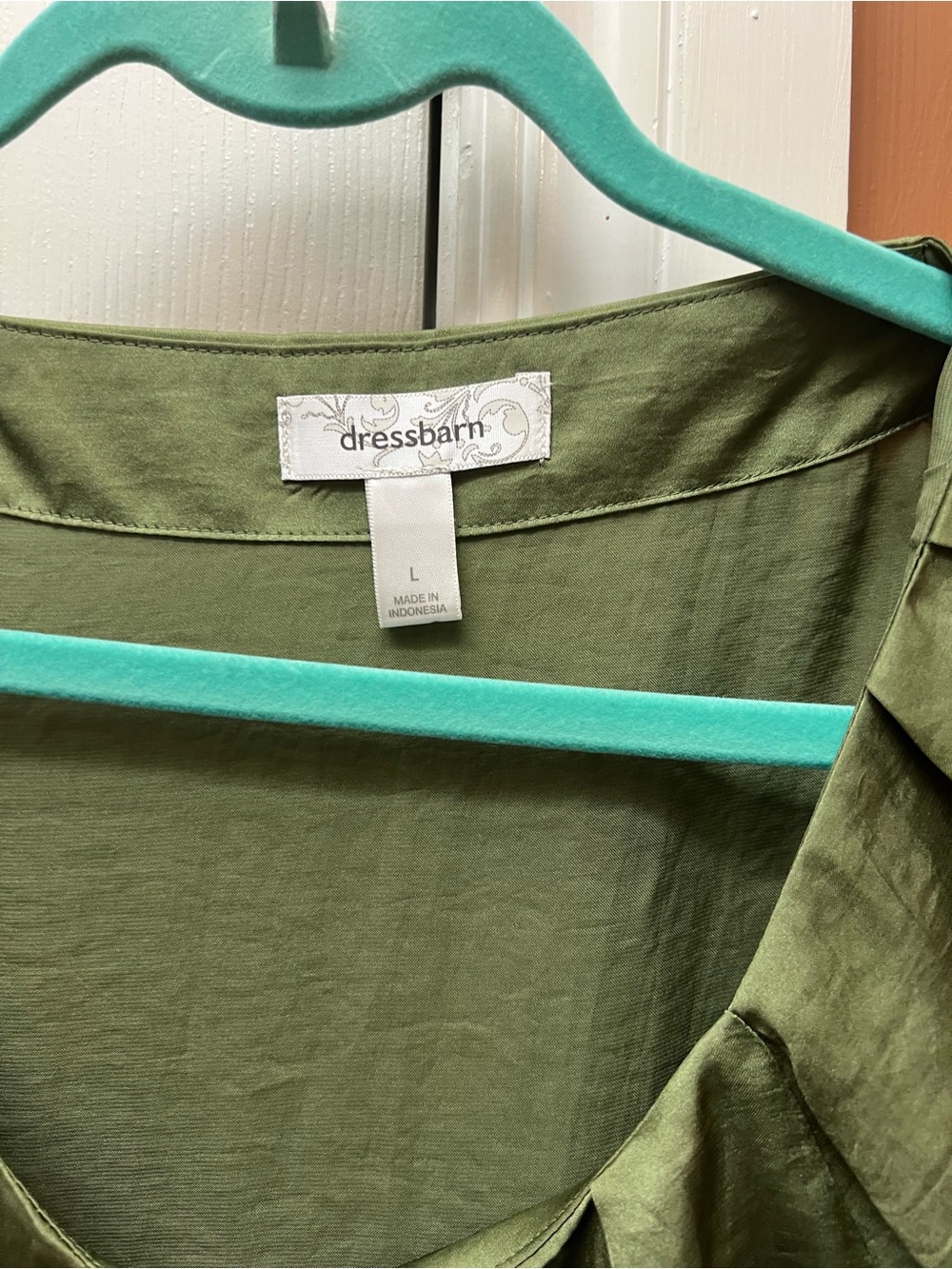 Dress Barn Olive Green Pleated Scoop Neck Blouse - Picture 4 of 4